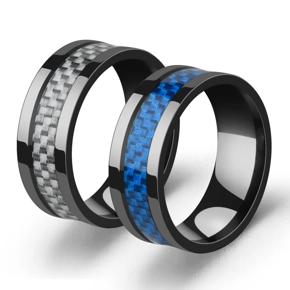 Wholesale Cross-Border High Quality Titanium Steel Carbon Fiber Ring Stainless Rings for Men