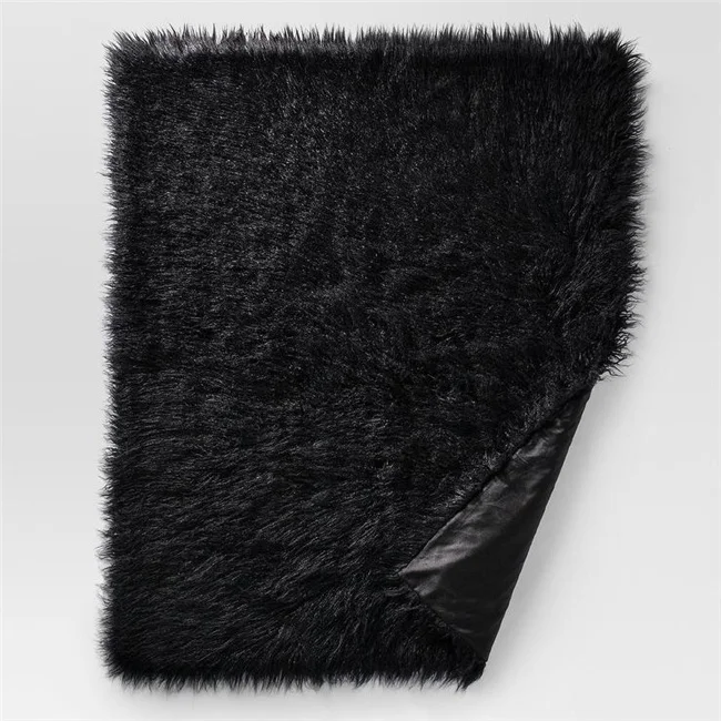 curly hair black Merino Wool Sheepskin Blanket