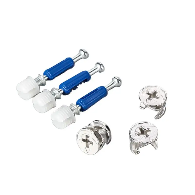 GQK 3 in 1 Connector Furniture Fitting Mini Fix Cam Excentric Cam Rod Bolt Plastic Dowel Pre-Inset Lock Connecting Fitting