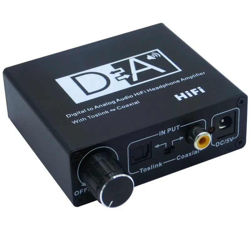 DAC Audio Converter Hifi Headphone Amplifier Optical Digital Stereo Audio SPDIF Toslink Coaxial Signal to Analog Converter Black