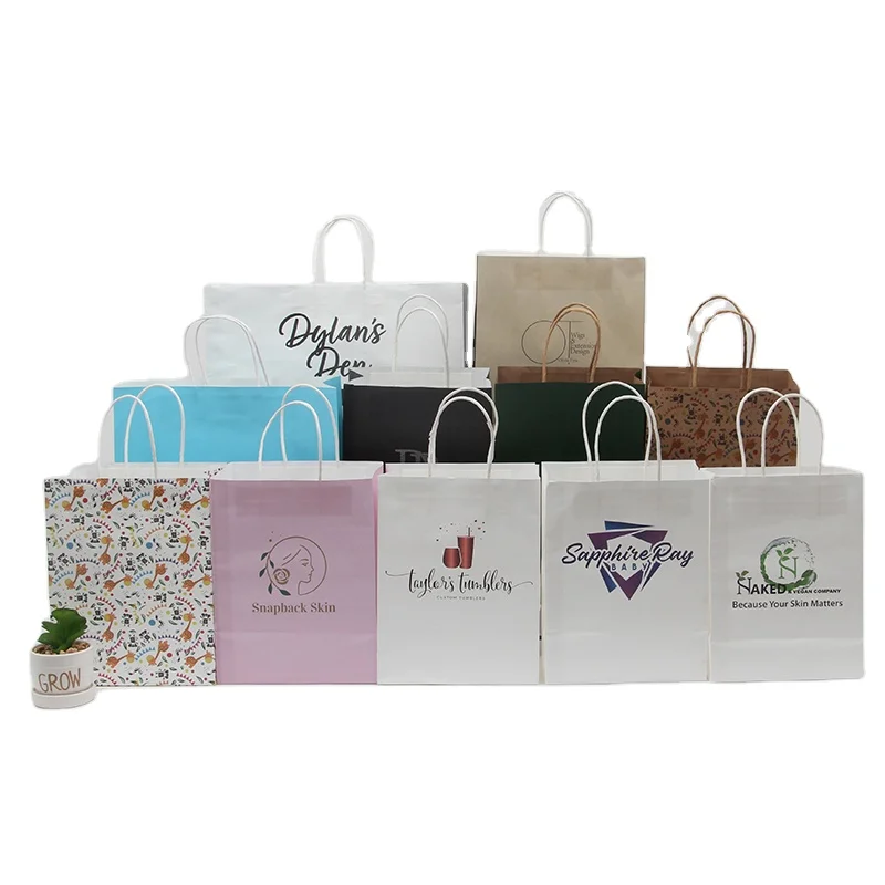 
Wholesale kraft paper bag with handles for shopping bags Recycled Reusable for Grocery Party Gift packaging bags 
