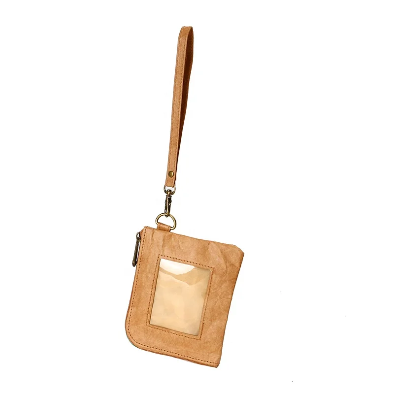 Manufacturer customized   brown color   purse Tyvek  paper  waterproof purse durable bank card bag    lightweight wallet