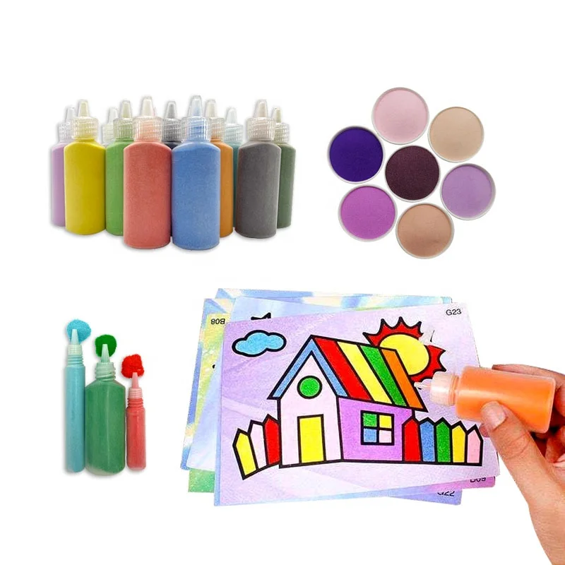 Wholesale Colored Sand Set for Kids Painting Bulk Small Bottle Sand Price Educational Coloring Art Mesh 80-120 School Fine HZ-CS