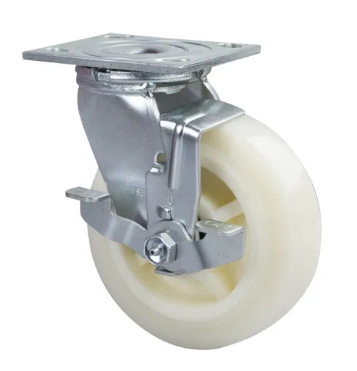 Heavy duty impact-resistance 4/5/6/8 inch nylon industrial casters nylon total lock brake caster wheel