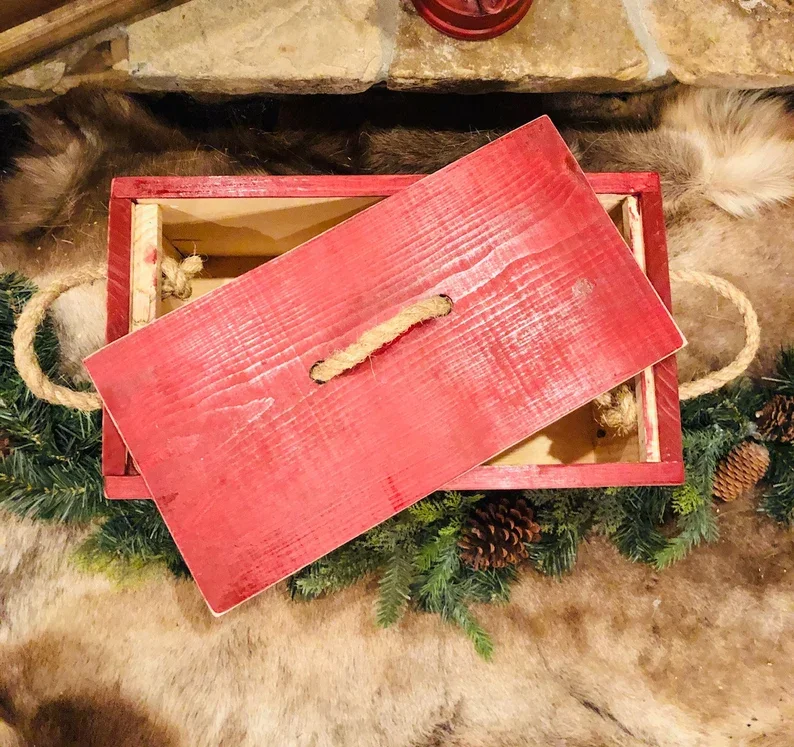 Procurement Festival Hot Sale Christmas Eve Gift Box Wood Vintage Box Rustic Wood Christmas Box with Lid