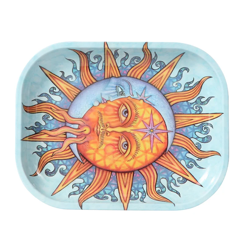 Erliao hot selling Metal rolling tray customize rolling tray new full print smoking tray wholesale smoking accessories herb