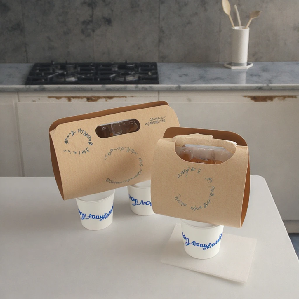 Custom Logo Printed Disposable 1/2 Cup Carrier Take Away to Go Kraft White Cardboard Tea Coffee Paper Cafe Packaging Holders