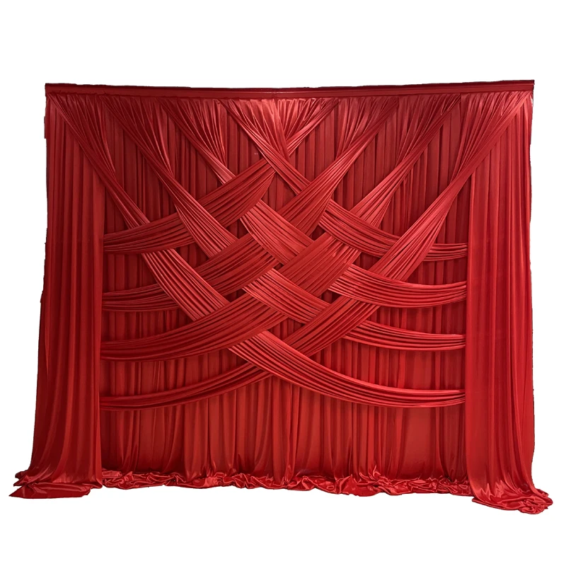 Hot Sale Multiple Types Drapes Ice Silk Curtain Wedding Backdrop Panels Wedding Backdrops Curtain Swag