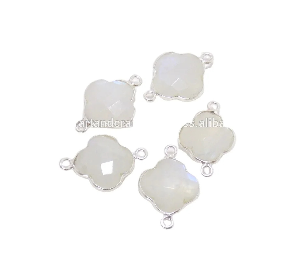 Rainbow Moonstone 925 Sterling Silver Handmade Bezel Connector