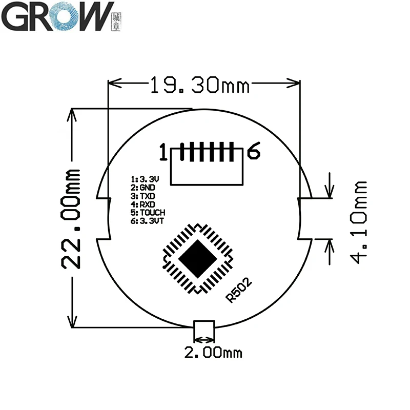 GROW R502-A Circular Ring RGB LED UART Interface Capacitive Access Control Scanner Module With 200 Capacity