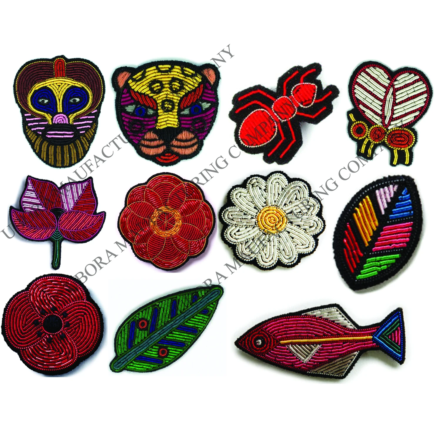 Bullion wire Brooch hand embroidery chine brooch badges fashion metal thread crest custom made brooch emblem Handmade indian