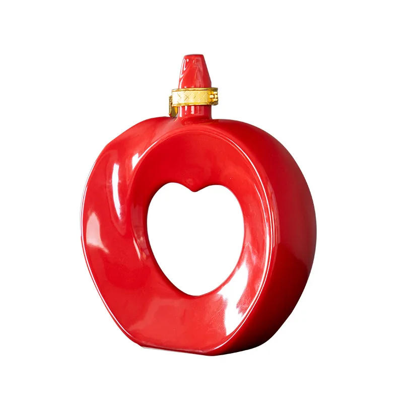 Red ceramic beverage bottle custom ceramic bottles jar manufacturing