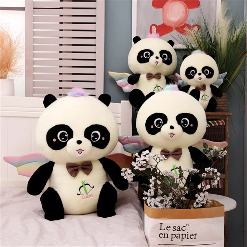 2022 cute angel panda plush toy wholesale plush panda bears with wings