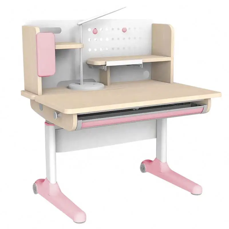Pink Kids Study Chair Auto Brake Casters Height & Seat Depth for Growing Child Adjustable Lumbar Support Homeschool