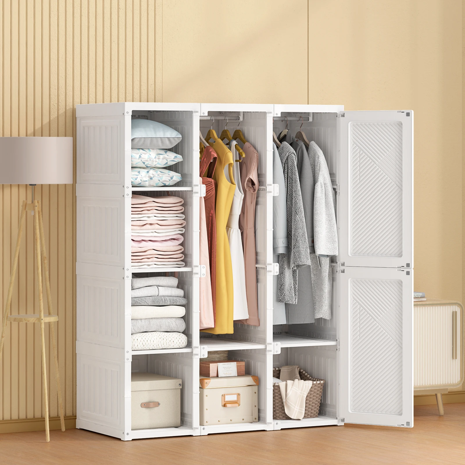 
Wholesale High Quality Large Storage Furniture Foldable Cabinet Plastic Portable Wardrobes 