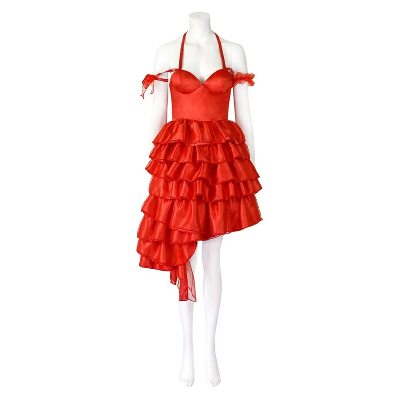 Harley Quinn Costume Woman Anime Film Clown Film The Suicide Cosplay Red Dress