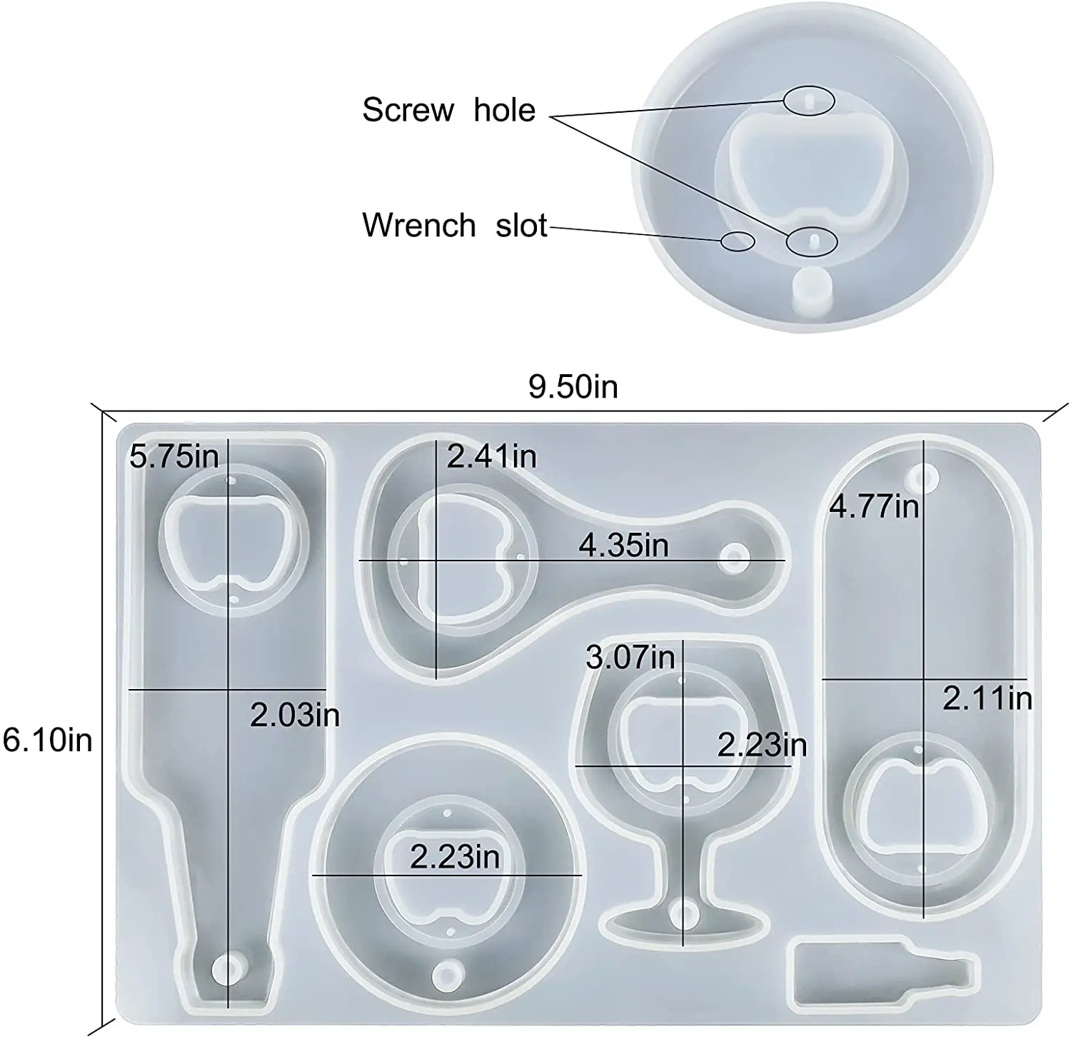 Bottle Opener Resin Molds Kit Beer Opener Silicone Molds for Epoxy Resin Jewelry Casting Molds for DIY Crafts