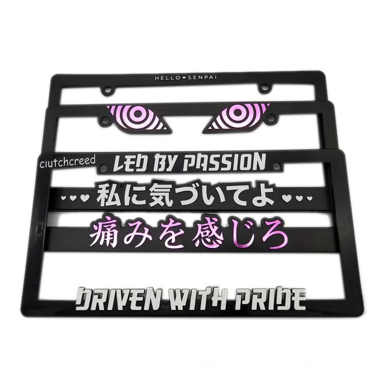 Custom 3D logo silver or golden plated hot stamp license plate frame