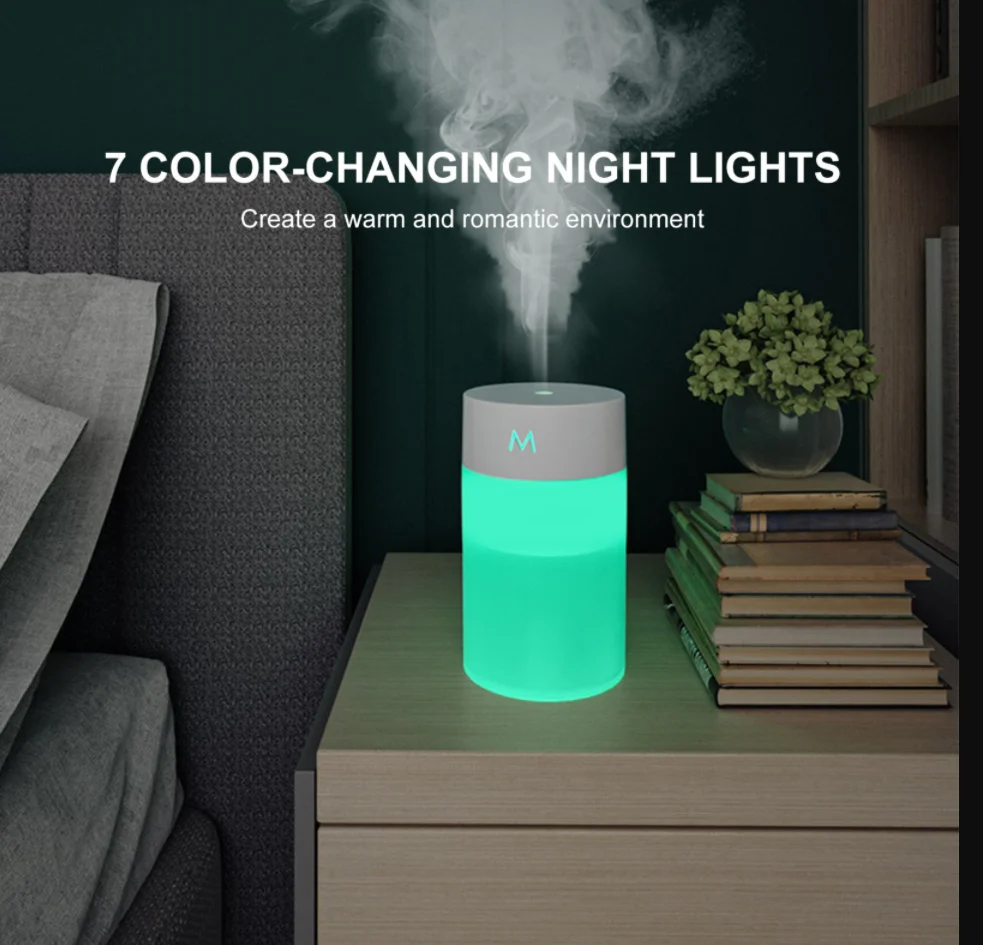 USB Ultrasonic Essential Oil Diffuser 260ml Portable LED Lamp Mist Aromatherapy Sprayer for Home Mechanical