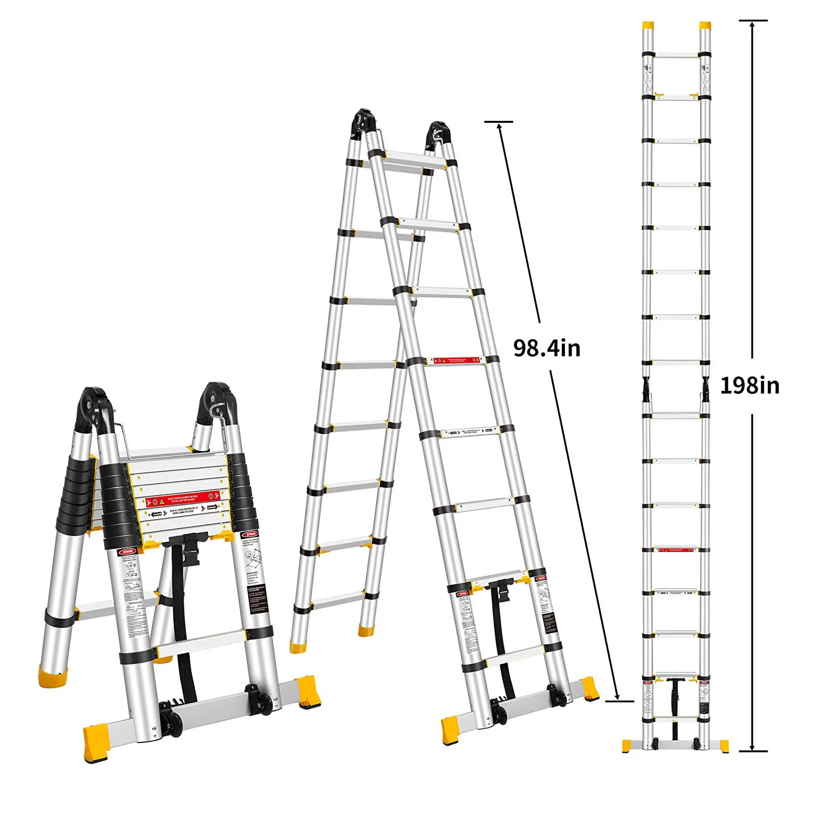 Aluminum a type multipurpose 5m telescopic ladder with EN131