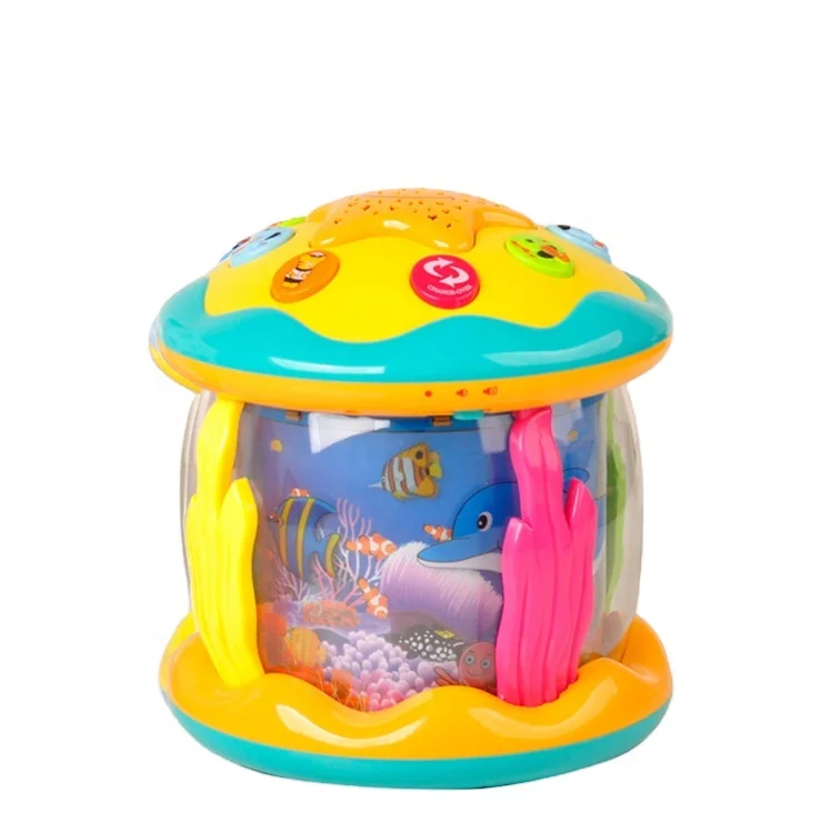 Hot sale hand clap drum projection ocean paradise baby toys  education early light and musical  toddler toys anime