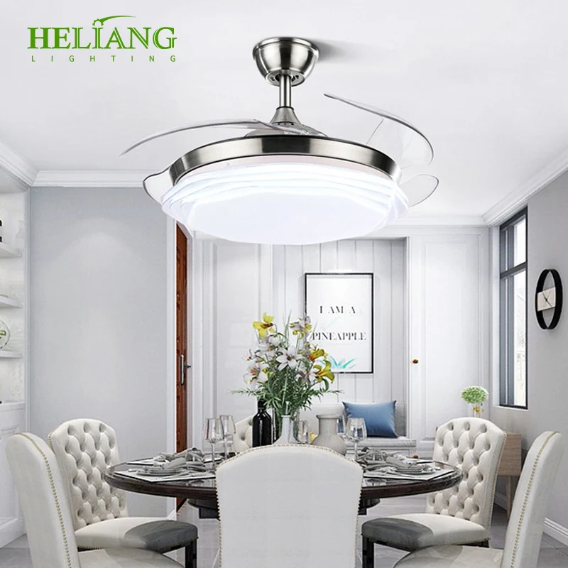 Factory sells modern acrylic gold dimmable ceiling lights with 3 blades smart remote control fan and Led lights