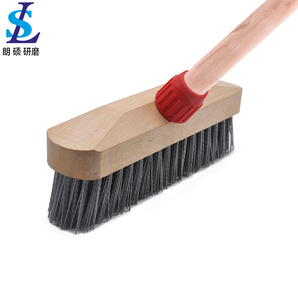 Durable silicon carbide outdoor pool Cleaning brush bamboo floor broom