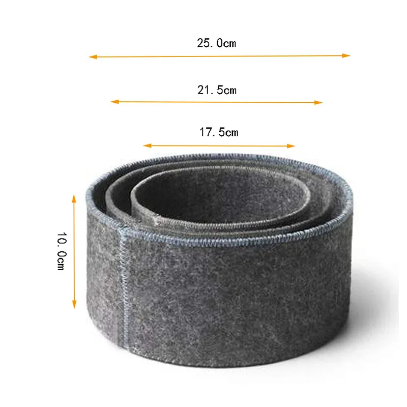 Grey color 3 pcs Set felt bread table tray durable stitching felt storage case