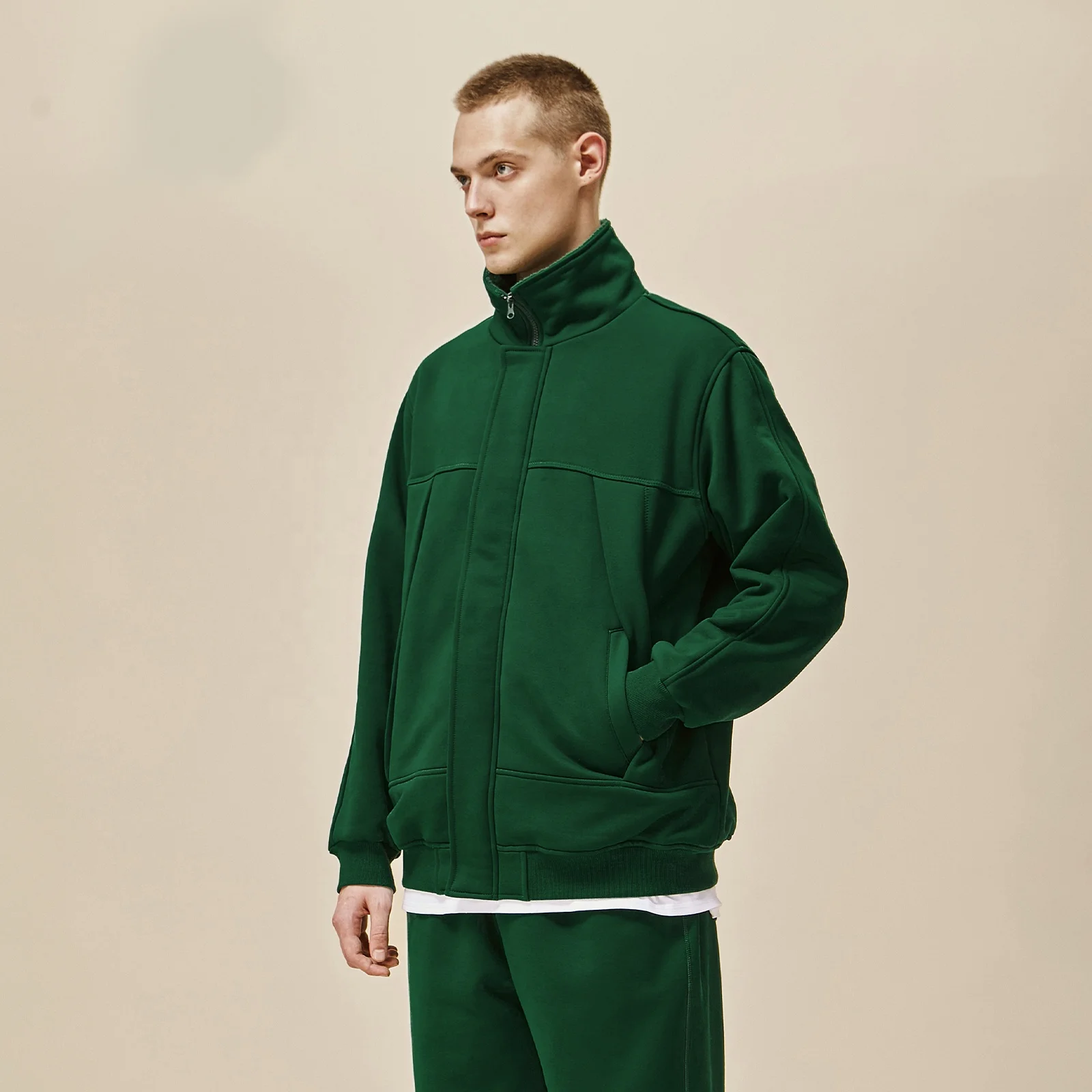 400GSM Polar Fleece Jacket Mens Blank Hoodie Heavyweight Zipper Winter Jacket Coat