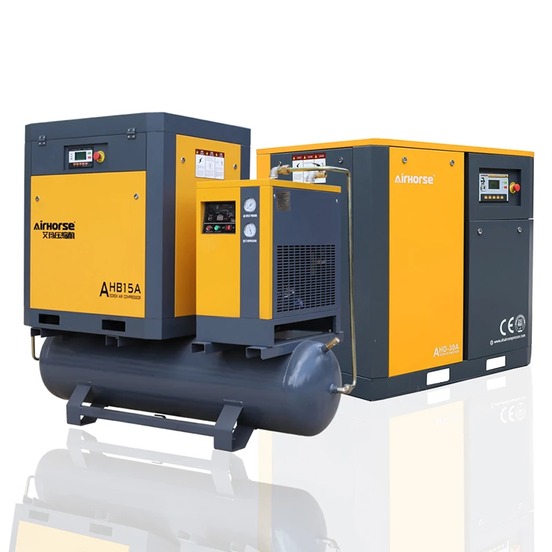 Silent air pump industrial type aircompressors 10hp 300l rotary compressor with dryer for sale