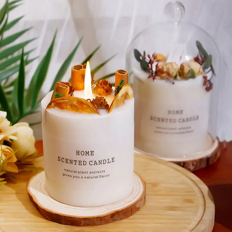 Hot Selling Dried Flower Scented Candles Soy Wax And Fragrance Oils Aromatherapy Aroma Candles With Glass Jar Tin Gift Box