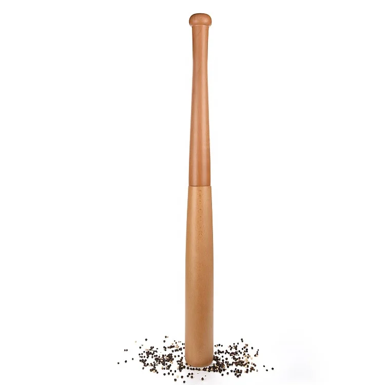 New Arrival Handheld Wood Baseball Bat Pepper Grinder Adjustable Manual Salt And Pepper Mill
