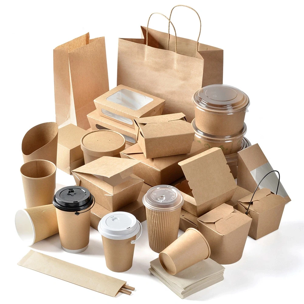 16oz 26oz 32oz Chinese Noodle Box Food Packaging Containers Take Away kraft White Rice Box Paper Noodle Box