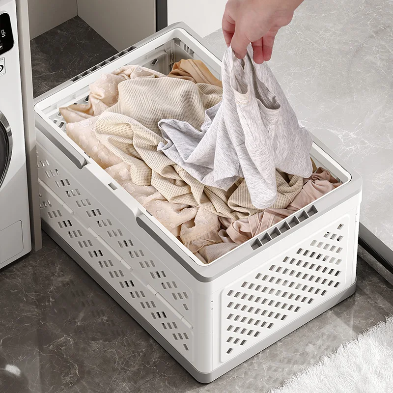 Large Capacity Plastic Sundries Organizer Outdoor Camping Portable Storage Basket Collapsible Laundry Storage Basket with Handle