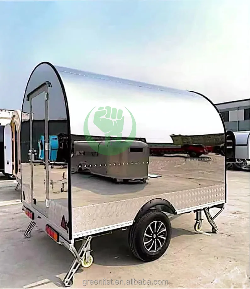 Round Food Truck Mobile Food Cart Trailer Motorcycle Engines for Sale Soybean Milk Machine Street Cart Double Restaurant