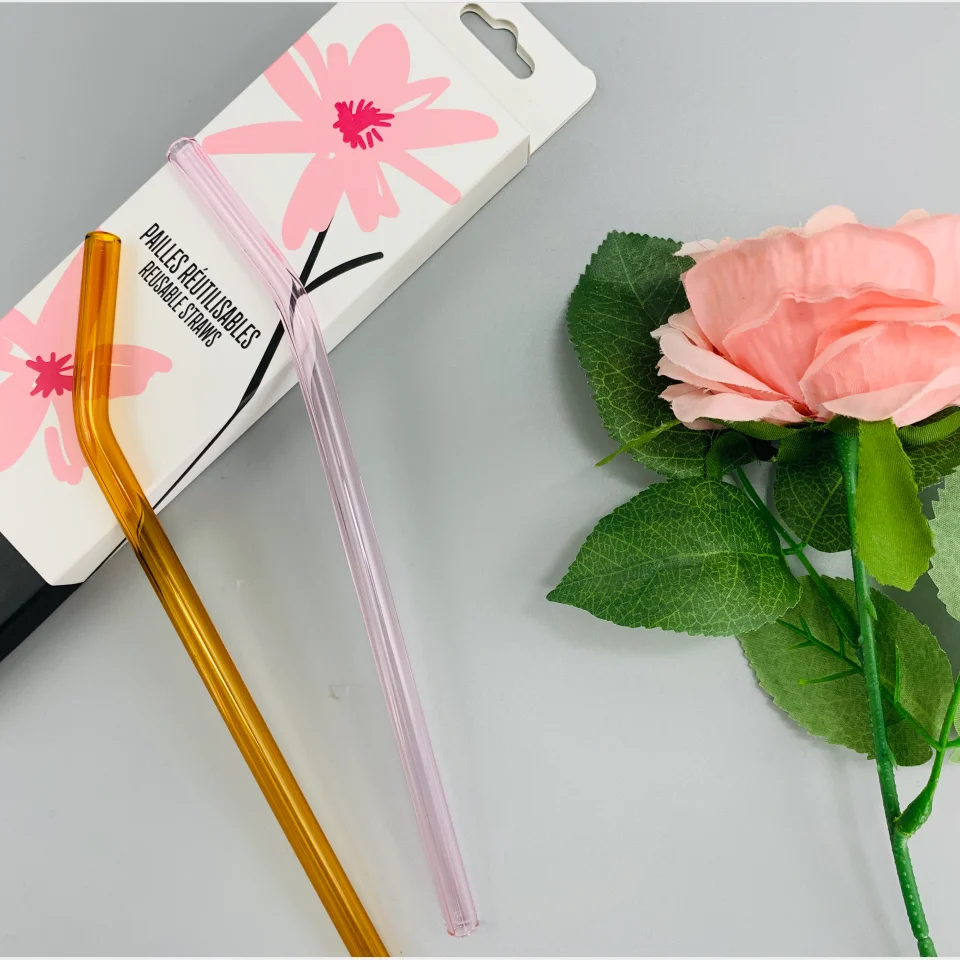 2020 Amazon Best Seller Box Packaging Glass Straws With Logo