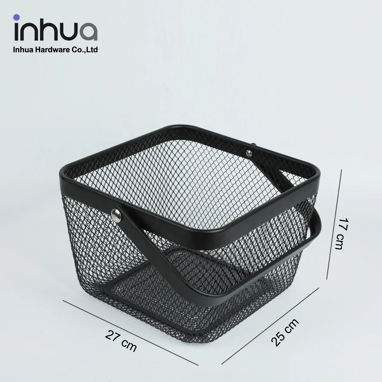 Black portable storage basket wrought iron bathroom laundry basket