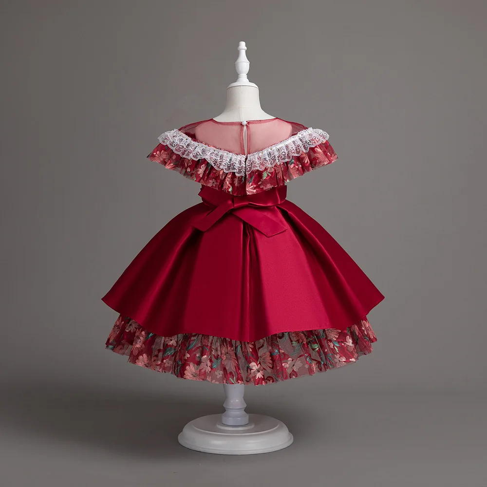 2023 fashion New girls net yarn bow princess dress kids colorful cake puffy dress birthday party flower wending dress girls