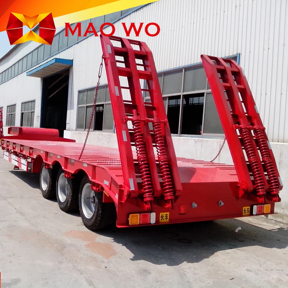 Customized 40FT Chassis 3 Axle Excavator Transport  Low Bed Trailer for sale