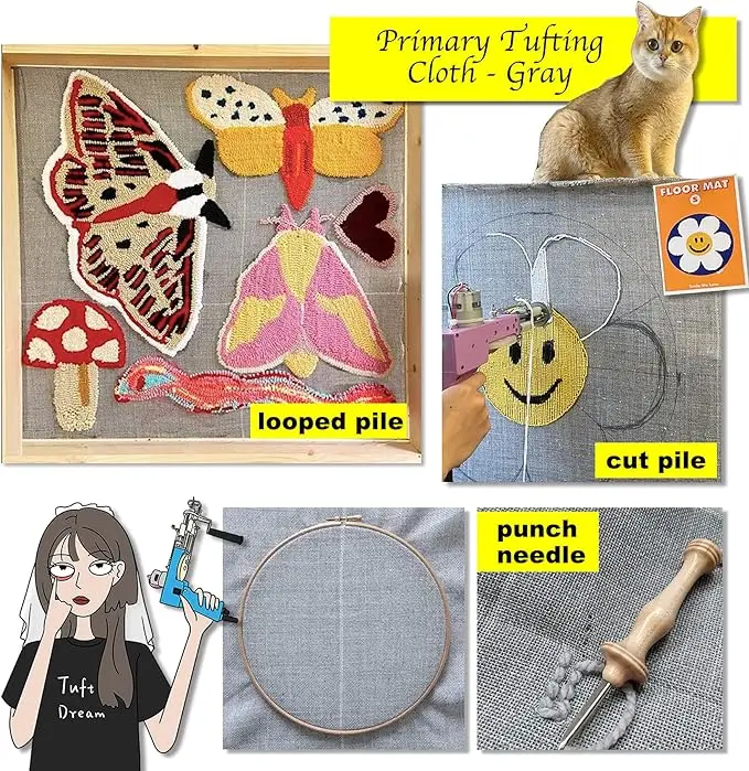 Factory Sale Durable High Quality Cost Price Monk Cloth Gray Polyester Primary Tufting Cloth Gray  For Embroidery Machine Cloth