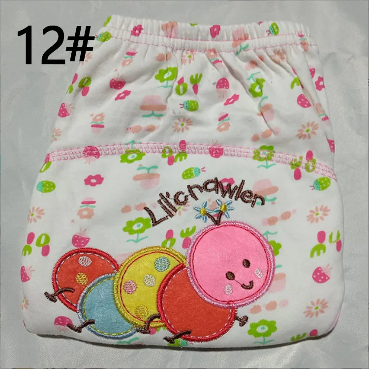 Factory Price Cute animal embroidered elastic baby diaper pants new born baby soft cotton panty diaper