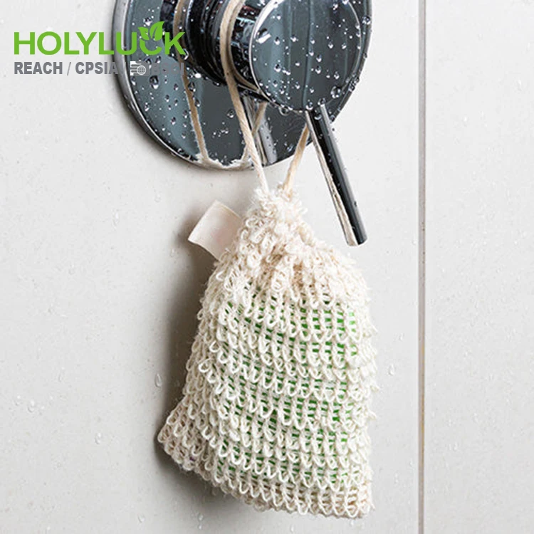 Eco friendly cotton custom soap sisal paper bags saver pouch bulk pe foaming soap net mesh bag