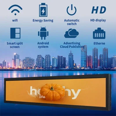 Supermarket Ultra Wide Strip Shelf Edge Advertising Digital Signage Monitor Type Stretched Bar Lcd Display Screen