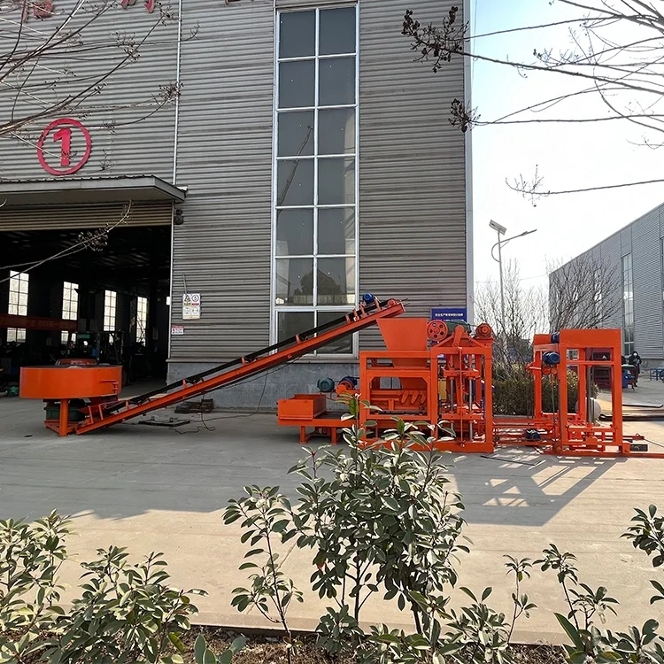 LONTA QTJ4-25 Full Automatic Interlock Hollow Paver Curbstone Maker Cinder Cement Concrete Brick Block Making Machine Brique