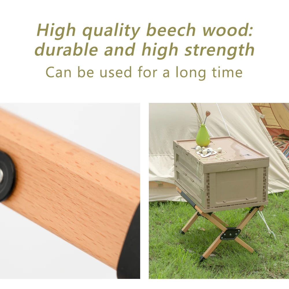 Popular Outdoor Wooden Ice Bucket Rack Storage Foldable and Portable Solid Wood frame for Camping