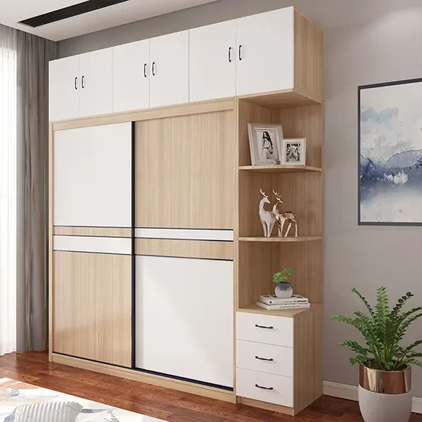 Wholesale customization storage cabinet bedroom sliding door MDF bedroom wardrobe furniture for small house wardrobe