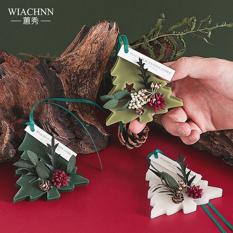 Christmas Tree Shape Reed Diffuser Set Soy Wax Tablets Home Wardrobe Deodorizing Fragrance Car Fragrance Pendants Perfect