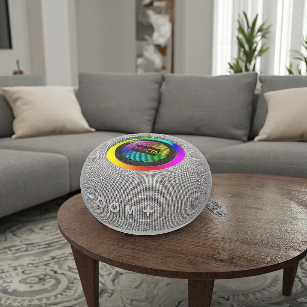 Мини беспроводной динамик портативный IPX5 Водонепроницаемый RGB светодиодный мигающий свет с батарейным питанием микрофон ткань дизайн для наружного использования