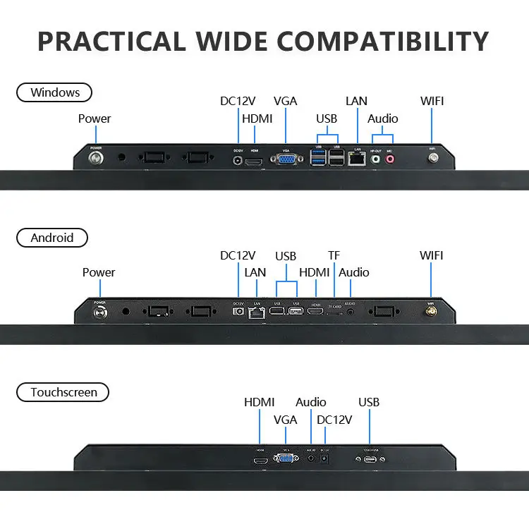 Optional 32 43 49 55 65 inch 1080p tft lcd smart touch screen display monitor interactive boards panel