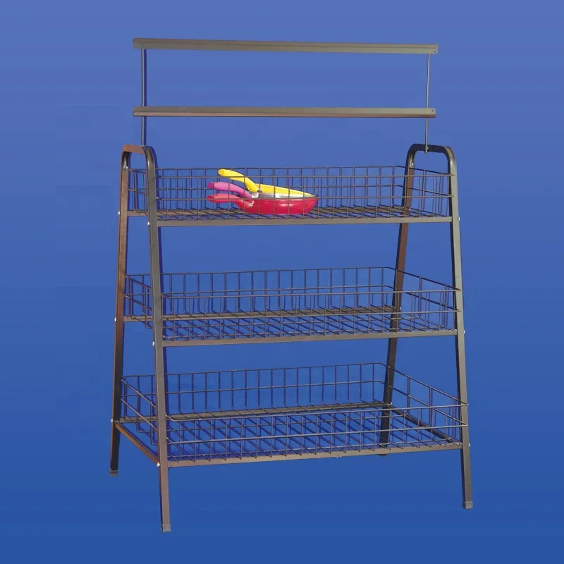china 14 year manufacturer supplying 3 tier metal wire basket display stand for home textiles products promotion